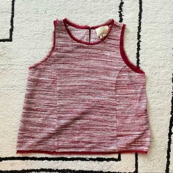 VANESSA VIRGINIA Red White Indira Striped Knit Tank Sleeveless Blouse - Picture 3 of 10